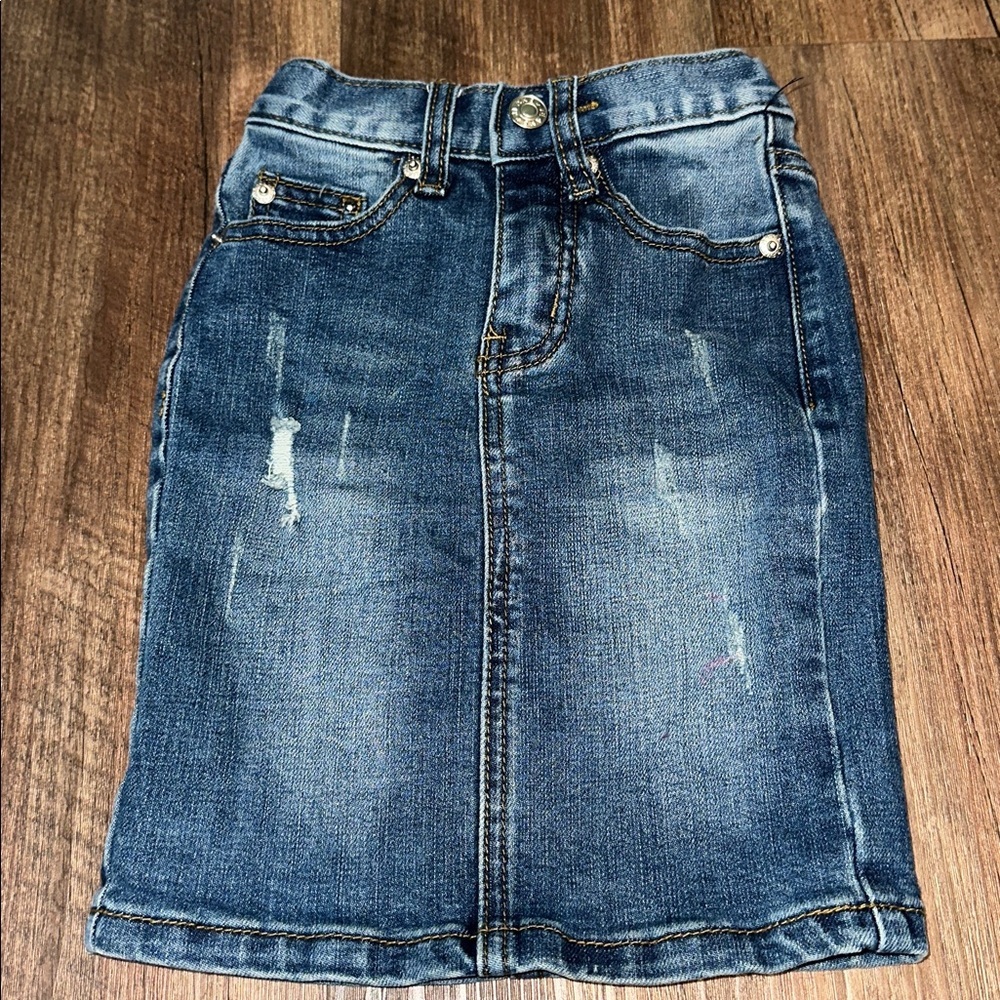 Lot of 2 Girls Denim Modest Midi Skirts- Jade Mackenzie & Jupe De Abby size 4 - Picture 6 of 10